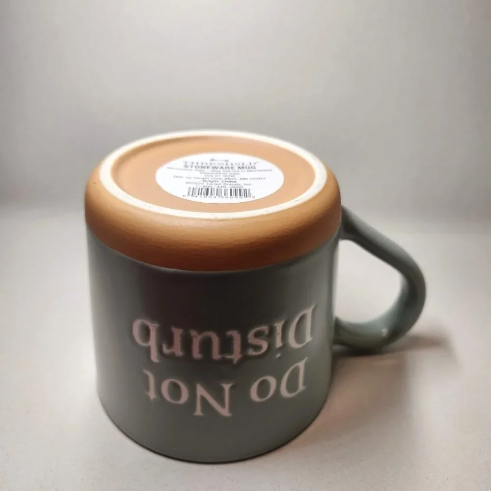 NEW DO NOT DISTURB Coffee Tea Mug Cup 15 Oz Stoneware Mint & Brown By Threshold
